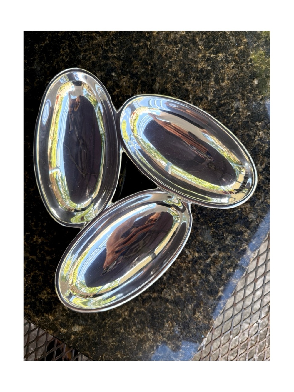 Nambé Neil Cohen Sculptural Triple Condiment Dish Bowl Modernist Serveware